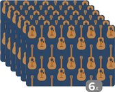Set de table - Guitare - Motifs - Musique - 45x30 cm - 6 pièces - Résistant à la chaleur - Antidérapant - Pad - Amovible