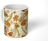 Mok - Koffiemok - Vintage - Bloemen - Bladeren - Hawaii - Patroon - Mokken - 350 ML - Beker - Koffiemokken - Theemok