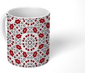 Mok - Koffiemok - Arabisch - Patroon - Rood - Lijnen - Mokken - 350 ML - Beker - Koffiemokken - Theemok