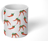 Mok - Koffiemok - Chilipeper - Patronen - Rood - Mokken - 350 ML - Beker - Koffiemokken - Theemok