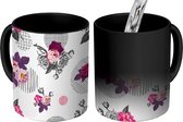 Magische Mok - Foto op Warmte Mokken - Koffiemok - Rozen - Patronen - Bloemen - Magic Mok - Beker - 350 ML - Theemok