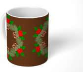 Mok - Koffiemok - Kerstkrans - Hulst - Patronen - Mokken - 350 ML - Beker - Koffiemokken - Theemok