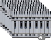 Placemat - Placemats kunststof - Piano - Patronen - Muziek - 45x30 cm - 6 stuks - Hittebestendig - Anti-Slip - Onderlegger - Afneembaar