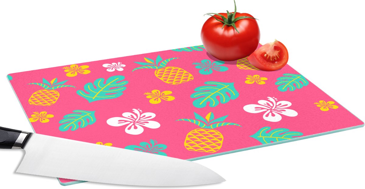 Glazen Snijplank - 28x20 - Zomer - Patronen - Ananas - Snijplanken Glas