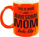 Voici à quoi ressemble une maman géniale tasse / tasse cadeau - 330 ml - orange fluo - fête des mères / anniversaire - tasse à café / tasse à thé