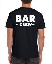 Bar crew t-shirt zwart voor heren - barman / barmedewerker - horeca - bedrukking aan achterkant - barkeeper shirt S
