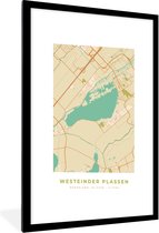 Fotolijst incl. Poster - Westeinder Plassen - Stadskaart - Vintage - Plattegrond - Kaart - 60x90 cm - Posterlijst