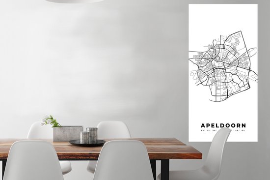 Affiche Nederland -Bas – Apeldoorn – Plan de la Ville – Carte – Wit – Carte - 60x120 cm