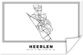 Poster Stadskaart – Zwart Wit - Kaart – Heerlen – Nederland – Plattegrond - 120x80 cm