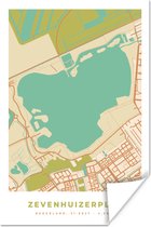 Poster Zevenhuizerplas - Vintage - Stadskaart - Plattegrond - Kaart - 120x180 cm XXL