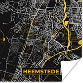 Poster Heemstede - Plattegrond - Stadskaart - Kaart - Black and Gold - 75x75 cm