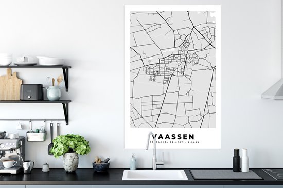 Affiche Vaassen - City Map - Map - Map - Wit - Nederland - 80x120 cm
