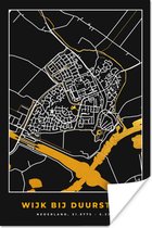 Poster Wijk bij Duurstede - Stadskaart - Plattegrond - Kaart - Black and Gold - 20x30 cm