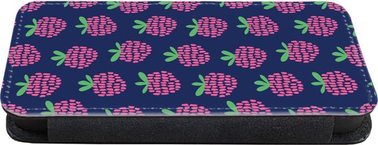 Étui pour téléphone iPhone 12 Bookcase - Motif - Framboise - Rétro - Avec compartiments - Étui portefeuille avec fermeture magnétique