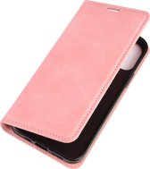 Mobigear Telefoonhoesje geschikt voor Apple iPhone 12 Hoesje | Mobigear Retro Slim Bookcase Portemonnee | Pasjeshouder voor 3 Pasjes | Telefoonhoesje voor Pinpas / OV Kaart / Rijbewijs - Roze