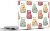 Laptop sticker - 11.6 inch - Meisjes - Kat - Bloemen - Patronen - Girl - Kids - Kinderen - 30x21cm - Laptopstickers - Laptop skin - Cover
