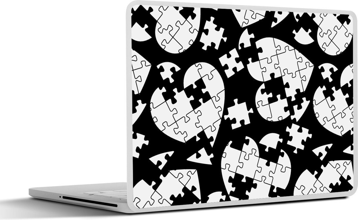 Laptop sticker - 11.6 inch - Meiden - Puzzel - Hart - Patronen - Girl - Kids - Kinderen - 30x21cm - Laptopstickers - Laptop skin - Cover