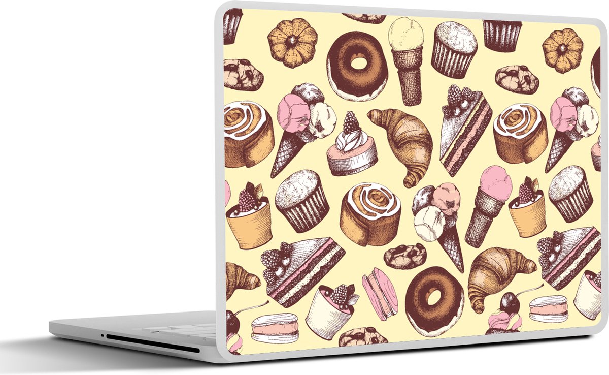 Laptop sticker - 13.3 inch - Meisje - Eten - Taart - Patronen - Girl - Kids - Kinderen - Meiden - 31x22,5cm - Laptopstickers - Laptop skin - Cover