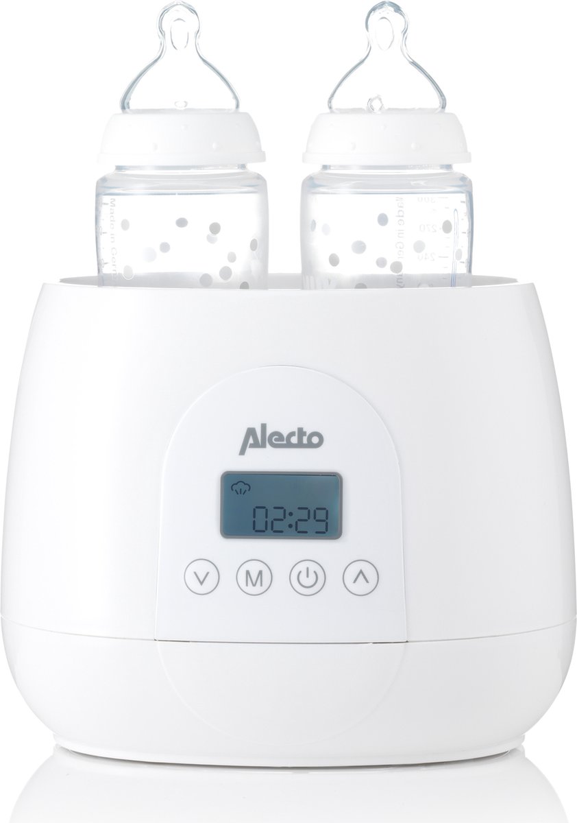Goedkoopste Alecto BW700TWIN - Dubbele digitale Flessenwarmer 500W voor opwarmen, steriliseren en ontdooien - Verwarm 2 flesjes tegelijkertijd - Inclusief stoomkap - Wit