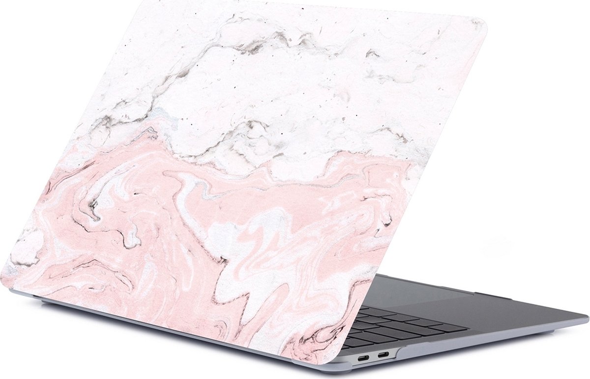 Apple MacBook Air 13 (2018-2020) Case - Mobigear - Marble Serie - Hardcover - Wit / Roze - Apple MacBook Air 13 (2018-2020) Cover