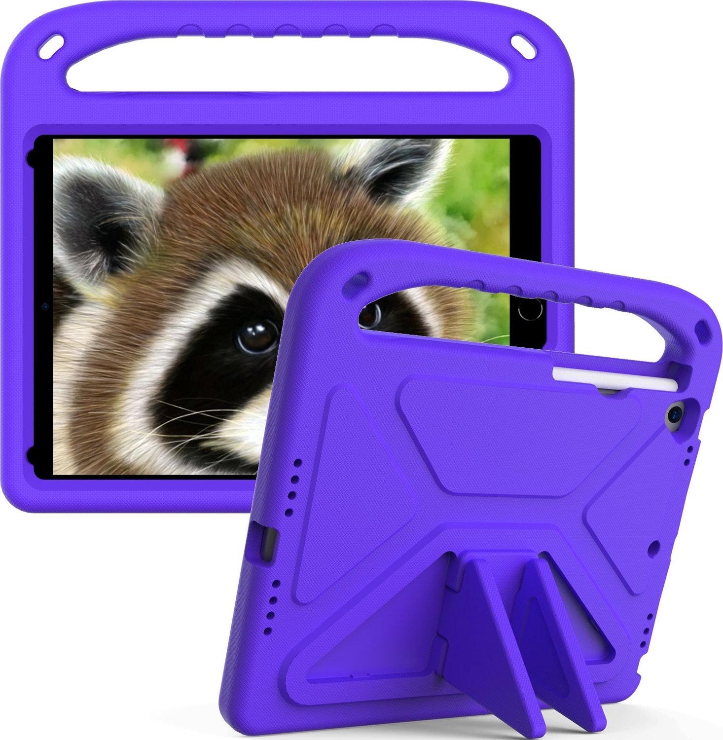 Mobigear AeroArmor Tablethoes geschikt voor Apple iPad 9 (2021) Kinder Tablethoes met Handvat - Paars