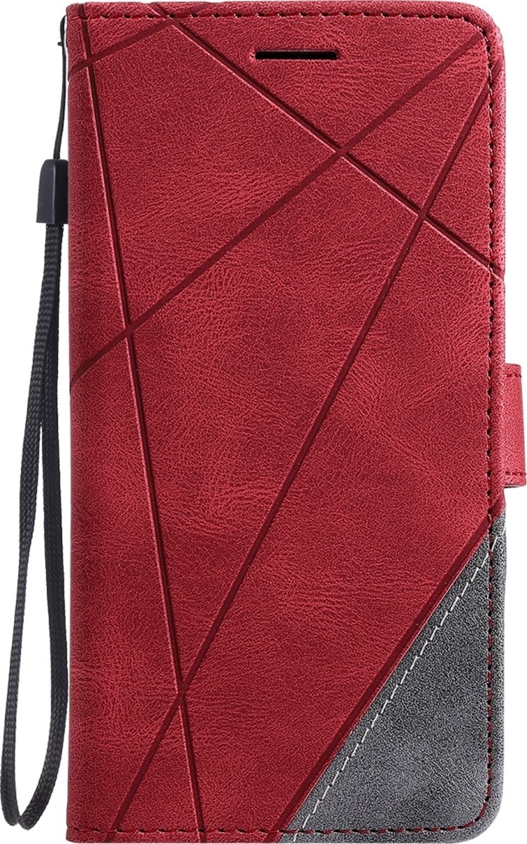 Mobigear Telefoonhoesje geschikt voor Apple iPhone 12 Pro Max Hoesje | Mobigear Rhombus Bookcase Portemonnee | Pasjeshouder voor 3 Pasjes | Telefoonhoesje voor Pinpas / OV Kaart / Rijbewijs - Rood
