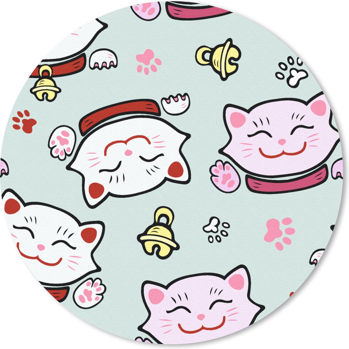 Muismat rond 20x20 cm - Mousepad Kat - Huisdieren - Patroon - Ronde muismatten