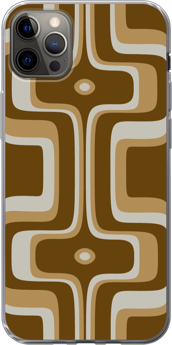 Telefoonhoesje Geschikt voor iPhone 12 Pro Max hoesje - Retro - Design - Bruin - Siliconen Telefoonhoesje Telefoonhoesje