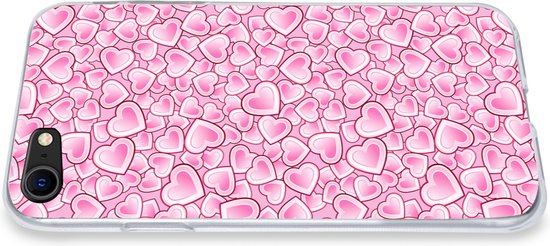 Coque iPhone SE 2020 - Meiden - Hartjes - Rose - Motifs - Fille - Enfant - Enfants - Coque de téléphone en Siliconen