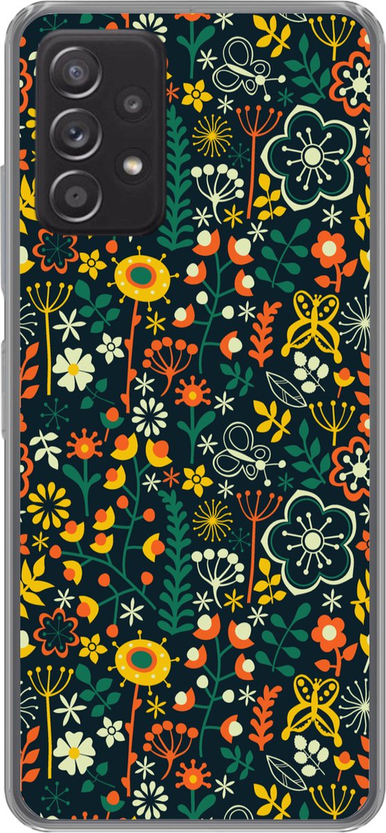 Telefoonhoesje Geschikt voor Samsung Galaxy A53 5G hoesje - Meisjes - Vlinder - Planten - Patronen - Girl - Kids - Kinderen - Meiden - Siliconen Telefoonhoesje Telefoonhoesje - Gadgets en trends