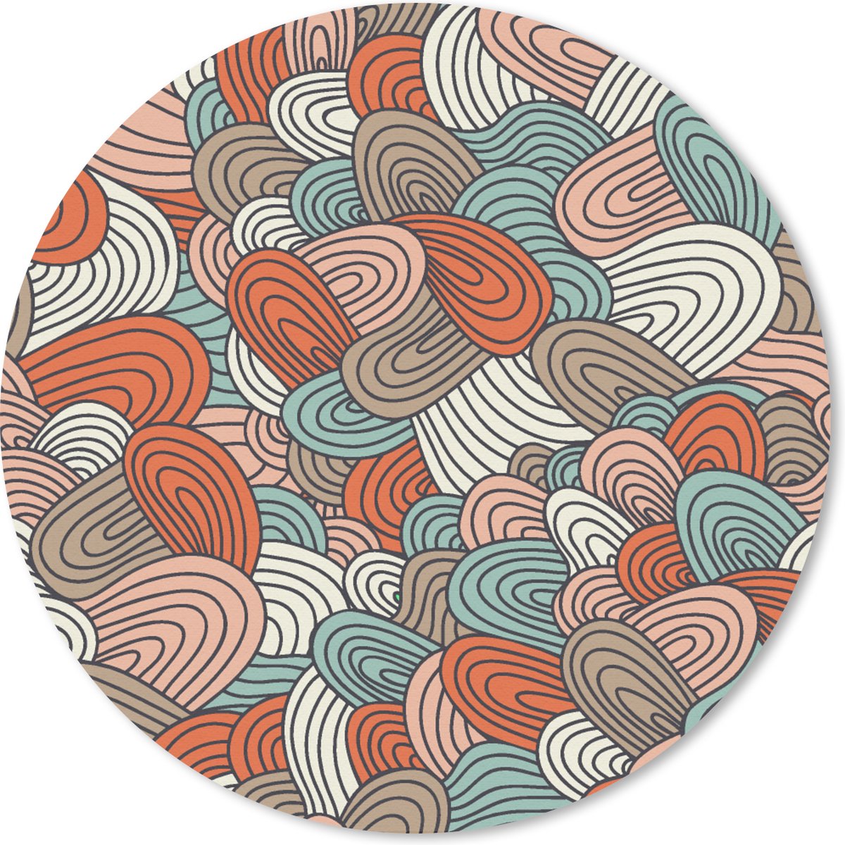 Muismat rond 40x40 cm - Mousepad Boho - Patroon - Line art - Abstract - Ronde muismatten