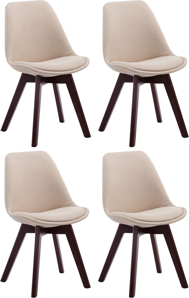 CLP Borneo V2 Set van 4 eetkamerstoelen - Stof taupe walnoot