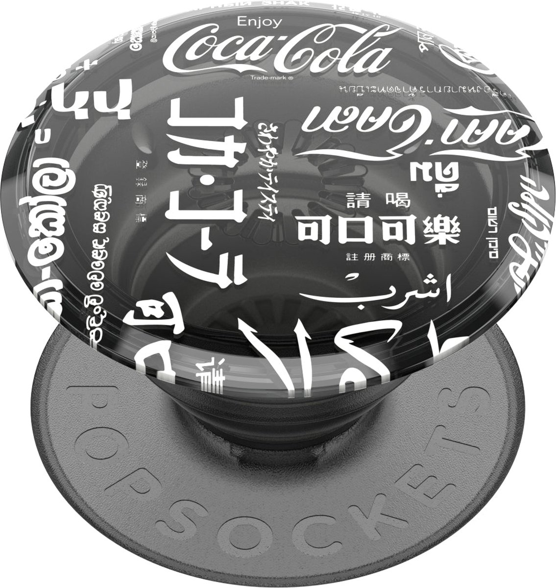 PopSockets PopGrip x Coca Cola® - Telefoonbutton en Standaard - Universum (Doorzichtig Zwart)