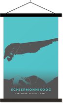 Posterhanger incl. Poster 60x90 cm - Schoolplaat - Plattegrond - Eiland - Schiermonnikoog - Kaart - Stadskaart - Textielposter - Zwarte latten - Plattegrond