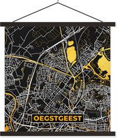 Porte-affiche avec affiche - Affiche scolaire - Oegstgeest - Carte - Carte - Or - Plan de la ville - 40x40 cm - Lattes noires