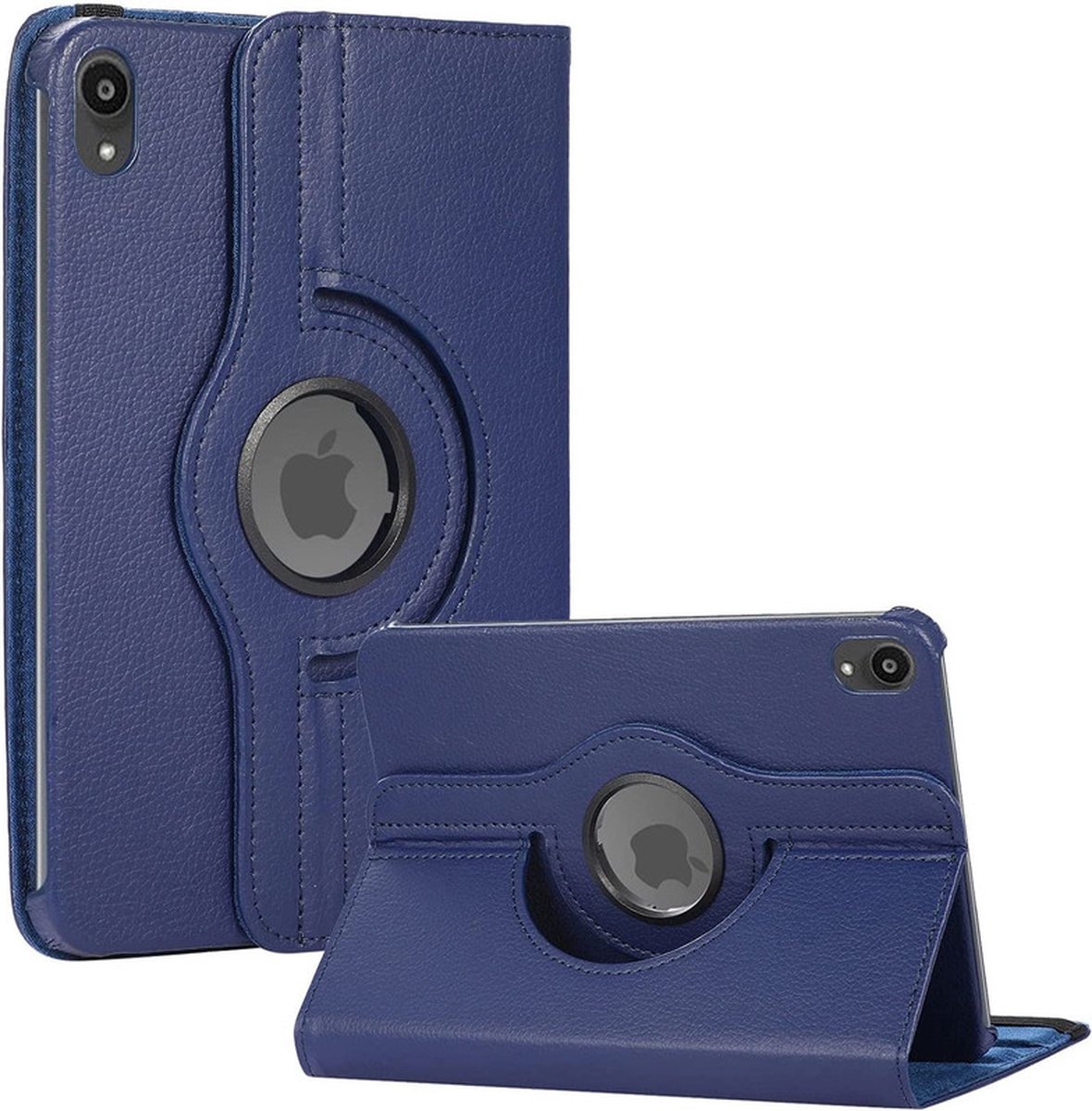 Book Cover Geschikt voor: Apple iPad Mini 6 & iPad Mini 7 2024 Tablethoes - Multi Stand Case - 360 draaibaar - Tablethoesje - Donkerblauw - ZT Accessoires