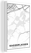 Canvas Schilderij Nederland - Plattegrond - Kaart - Kagerplassen - Stadskaart - 40x60 cm - Wanddecoratie