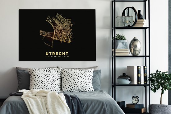 Peinture sur toile Carte de la ville - Utrecht - Carte - Carte - Nederland - 140x90 cm - Décoration murale