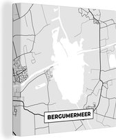 Canvas Schilderij Bergumermeer - Friesland - Kaart - Plattegrond - Stadskaart - 50x50 cm - Wanddecoratie