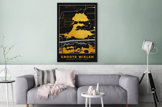 Peinture sur toile Groote Roues - Pays- Nederland - Carte - Plan d'étage - Plan de la ville - 90x140 cm - Décoration murale