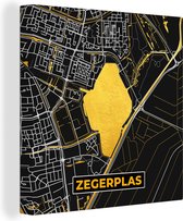 Canvas Schilderij Kaart - Plattegrond - Stadskaart - Nederland - Zegerplas - Goud - 50x50 cm - Wanddecoratie