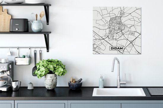 Toile Peinture Plan d'Etage - Didam - Plan de Ville - Carte - 50x50 cm - Décoration murale