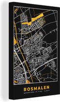 Canvas Schilderij Rosmalen - Plattegrond - Stadskaart - Kaart - Black and Gold - 40x60 cm - Wanddecoratie