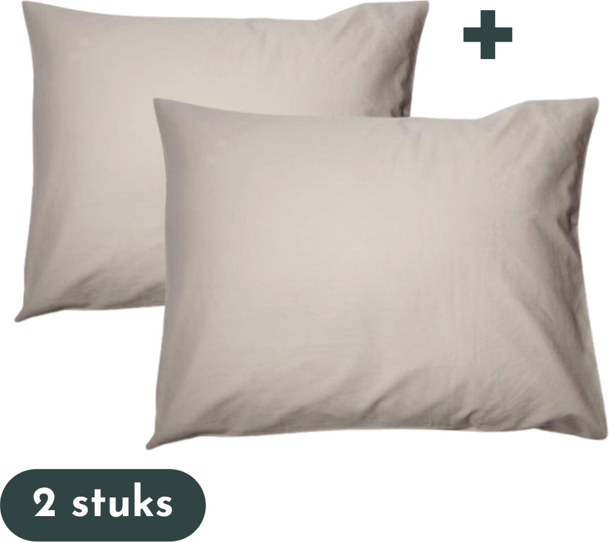 Zavelo Kussenslopen 60 x 70 cm Taupe - Set van 2 Stuks - 100% Katoen - Hoogwaardige Hotelkwaliteit - Hotelsluiting
