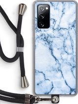 Case Company® - Samsung Galaxy S20 FE / S20 FE 5G hoesje met Koord - Blauw marmer - Telefoonhoesje met Zwart Koord - Bescherming aan alle Kanten en Over de Schermrand