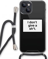 Case Company® - iPhone 13 mini hoesje met Koord - Don't give a shit - Telefoonhoesje met Zwart Koord - Extra Bescherming aan alle Kanten en Over de Schermrand