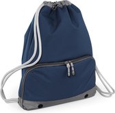 2x stuks sport gymtas donkerblauw met rijgkoord 49 x 35 cm van polyester - Groot hoofdvak - apart schoenenvak en flessenhouder