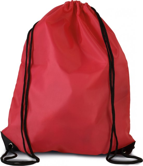 2x stuks sport gymtas/draagtas in kleur rood met handig rijgkoord 34 x 44 cm van polyester en verstevigde hoeken