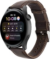 Leer Smartwatch bandje - Geschikt voor  Huawei Watch 3 - Pro leren band - donkerbruin - Strap-it Horlogeband / Polsband / Armband