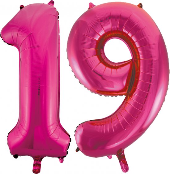 Folie cijfer ballonnen  pink roze 19.